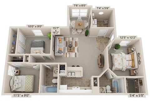 3 bedroom floorplan